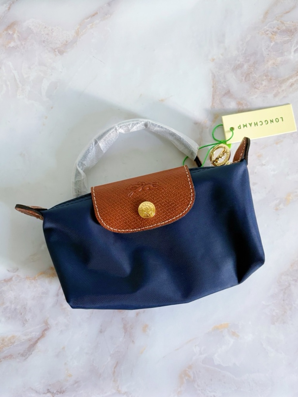 Longchamp Le Pliage Original Pouch With Handle Navy